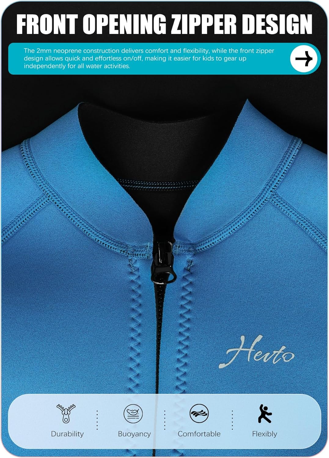Hevto Kids Wetsuit for Boys Girls Toddler Youth 3/2mm Neoprene Full Wet Suits in Cold Water for Swimming Surfing Diving